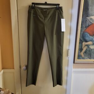 Olive green slim leg dress pants